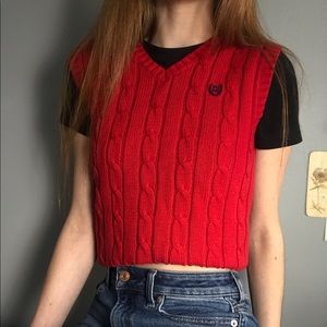 Red Knit Champs Sweatervest